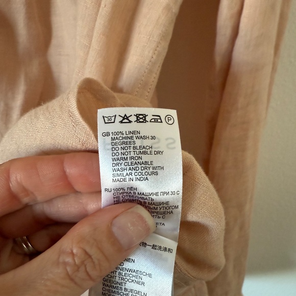 Riess pink 100% linen button down shirt size 4 - Picture 9 of 10